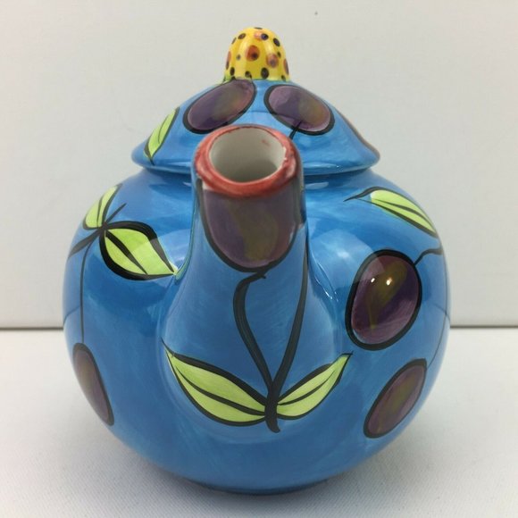 Renardi Cherry Print Espirt Designed By Pakita Ferrer Blue Teapot - Picture 2 of 12